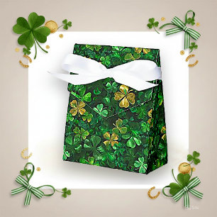 Lucky Gold and Green Shamrock Party Favor Box