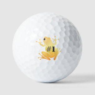 Lucky Gold Frog Illustration "#1" Custom Golf Balls