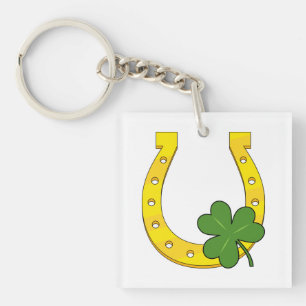 Lucky Golden Horseshoe avec Shamrock en blanc