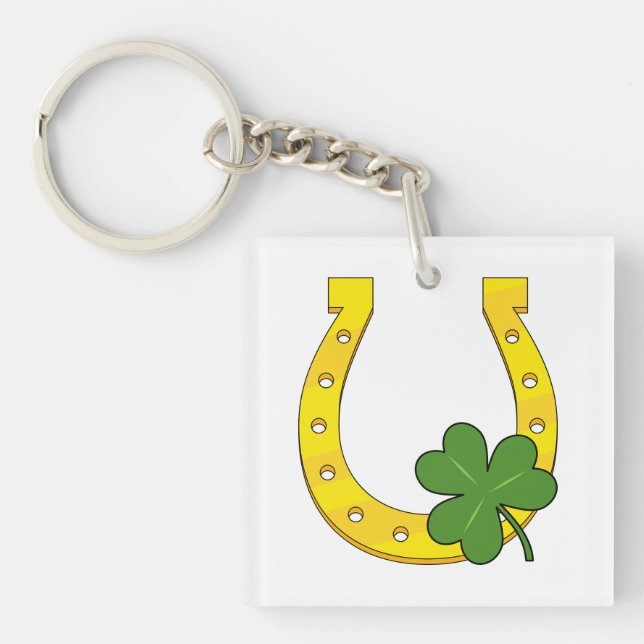 Lucky Golden Horseshoe avec Shamrock en blanc (Devant)