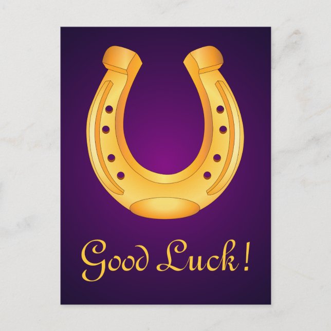 Lucky Golden Horseshoe Good Luck Deep Purple Postcard (Front)
