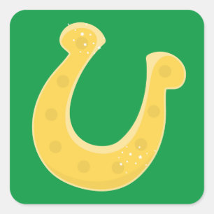 Lucky golden horseshoe square sticker