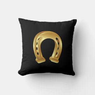 Lucky golden horseshoe throw pillow