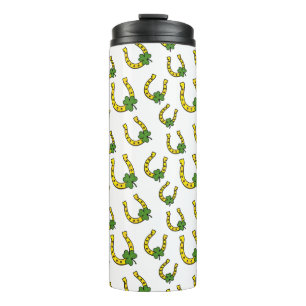 Lucky Golden Horseshoe with Shamrock on White Thermal Tumbler