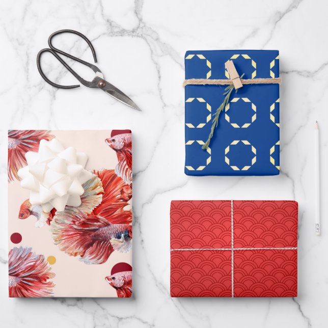 Lucky Goldfish Wrapping Paper Sheets (Front)