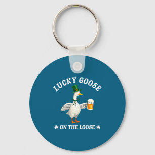 Lucky Goose On The Loose St.patrick's Day Irish Sh Keychain