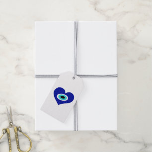 Lucky Greek Evil Eye, Blue Heart Gift Tags