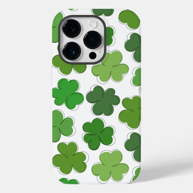 Lucky green clover. Outline shamrock. Case-Mate iPhone Case (Back)