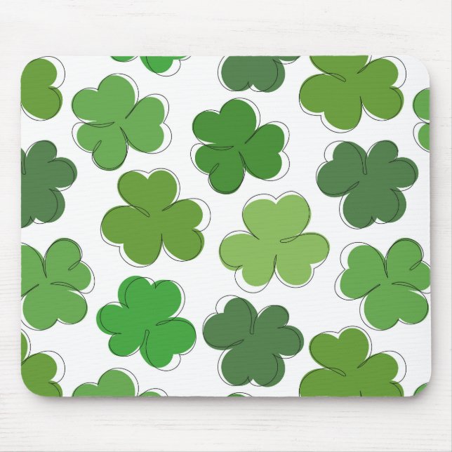 Lucky green clover. Outline shamrock. Mouse Pad (Front)