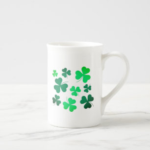 Lucky Green Clover Shamrock Ireland Irish Bone China Mug
