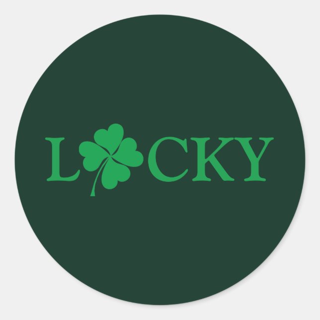 Lucky Green Clover Shamrock St. Patrick's Day Classic Round Sticker (Front)