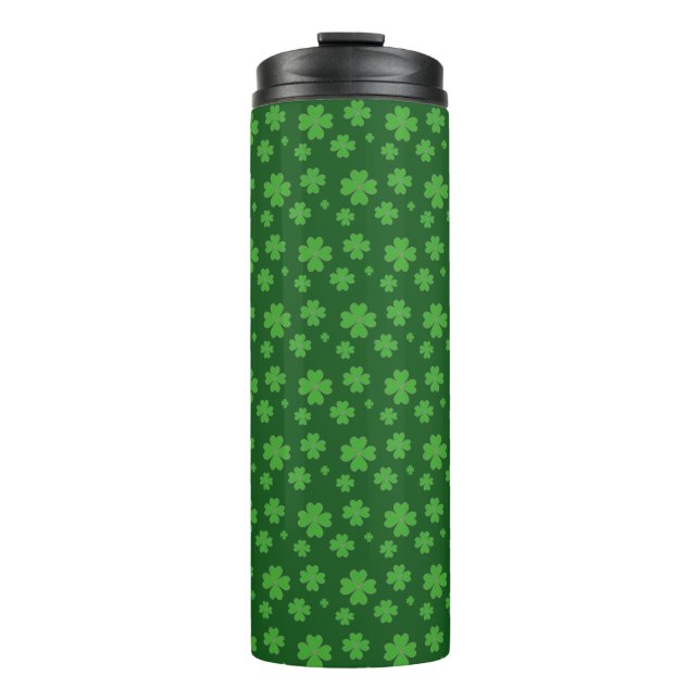 Lucky Green Clovers Thermal Tumbler (Front)