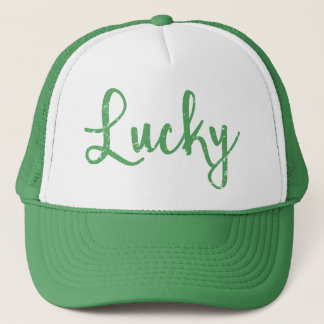 Lucky Green Distressed Trucker Hat