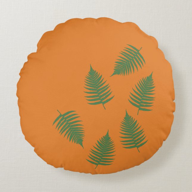 Lucky Green Fern Pattern Cushion Pillow (Front)