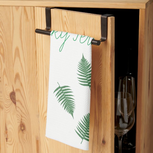 Lucky Green Fern Pattern Kitchen Towel (Thirds Fold)