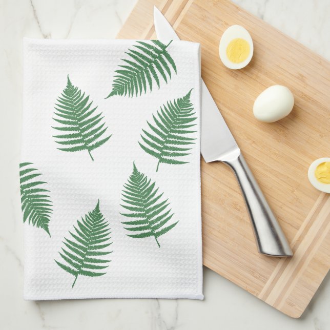 Lucky Green Fern Pattern Minimalism Kitchen Towel (Quarter Fold)