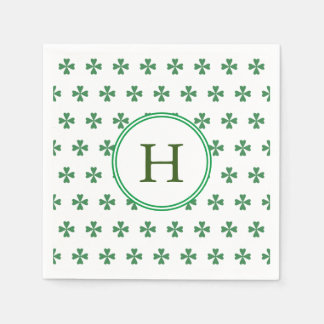 Lucky Green Four Leaf Clover | Monogram Napkin