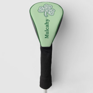Lucky Green Golf Club Cover Custom Name & Shamrock