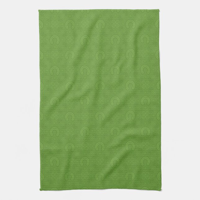 Lucky Green Icons Pattern Kitchen Towel (Vertical)