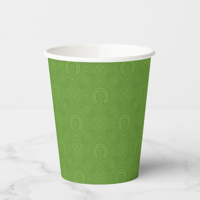 Lucky Green Icons Pattern Paper Cups (Left)