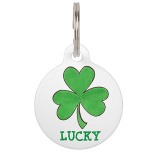 Lucky Green Irish Shamrock Clover St. Paddy's Day Pet Tag