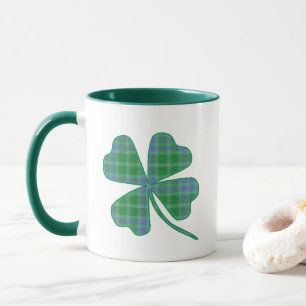 Lucky Green Plaid Shamrock Four-Leaf Clover  Mug