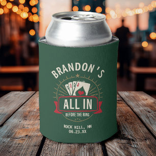 Lucky Green Poker Bachelor Party Custom Name City Can Cooler