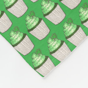 Lucky Green Saint Patrick's Day Shamrock Cupcake Fleece Blanket