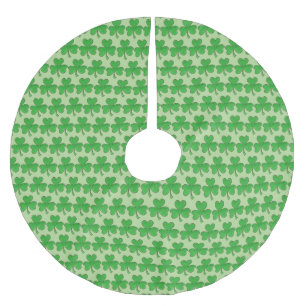 Lucky Green Shamrock Clover St. Patrick's Day Brushed Polyester Tree Skirt