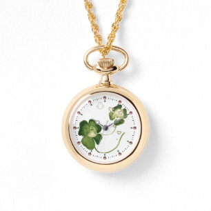LUCKY GREEN SHAMROCK LADIES WITH HEARTS WATCH