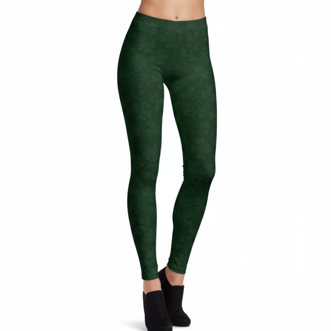 Lucky Green Shamrock Pattern St. Patrick's Day Leggings (Creator Uploaded)