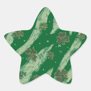 Lucky green shamrock pattern star stickers