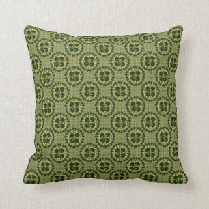Lucky Green Shamrock Pattern Throw Pillow