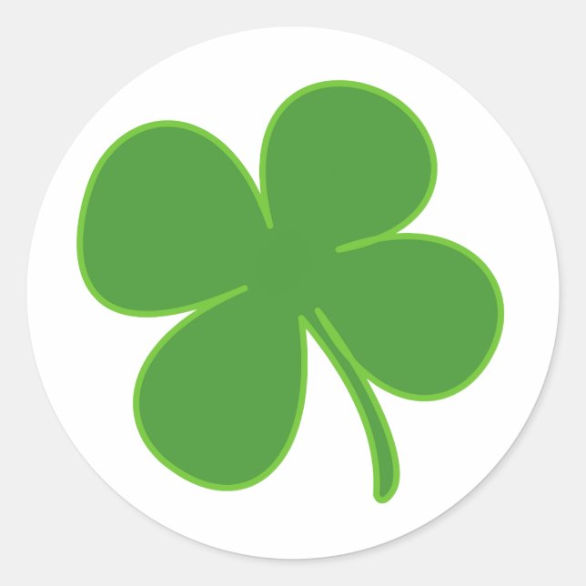 Lucky Green Shamrock | Simple Clover Leaf Design Classic Round Sticker (Front)
