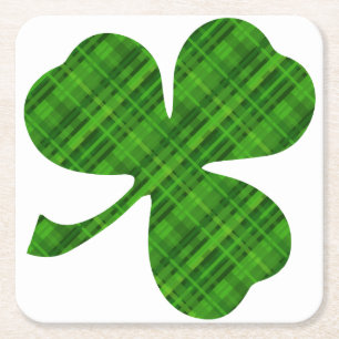 Lucky Green Shamrock Square Coasters