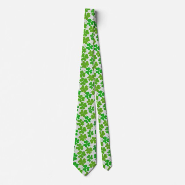 Lucky green Shamrock St Patrick's Day Tie (Front)