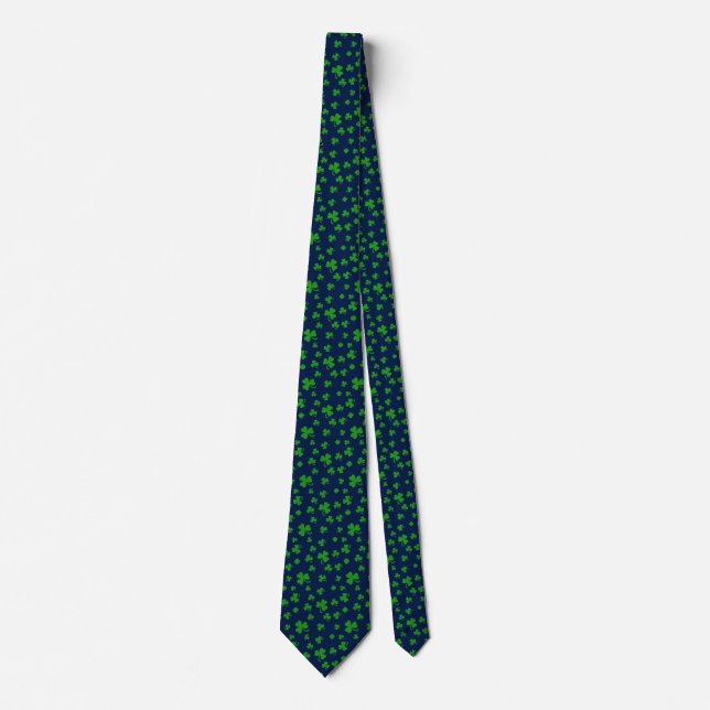 Lucky Green Shamrocks Custom Background A01E1 Tie (Front)