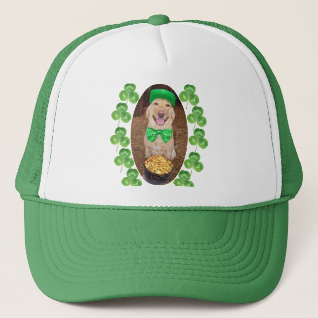 Lucky Happy Lab Trucker Hat (Front)