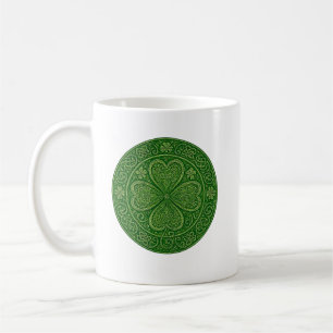 Lucky Harmony: Celtic Four-Leaf Mandala Coffee Mug