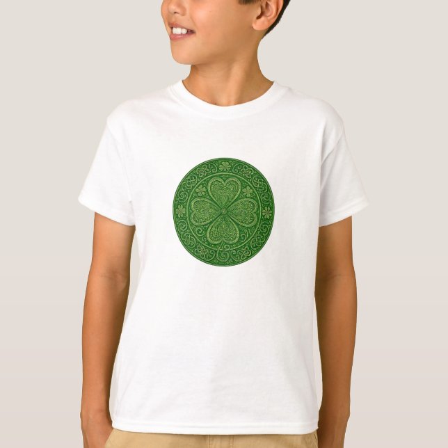 Lucky Harmony: Celtic Four-Leaf Mandala T-Shirt (Front)