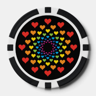 Lucky hearts black and white poker chips