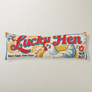 Lucky Hen Retro Feed Sack Design Body Pillow