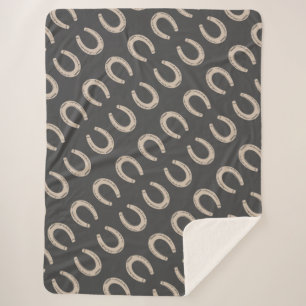 Lucky Horse Shoe Sherpa Blanket