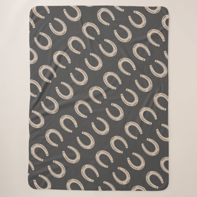 Lucky Horse Shoe Sherpa Blanket (Front)