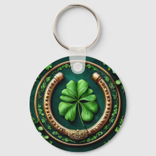 Lucky Horseshoe and Clover Design Keychain