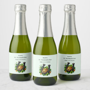 Lucky Horseshoe and Gold Coins St. Patrick's Day Sparkling Wine Label