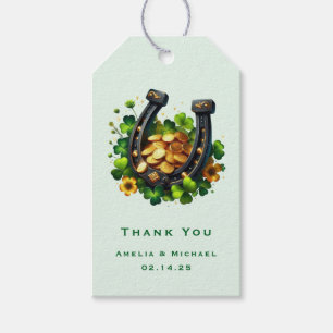 Lucky Horseshoe and Gold Coins Wedding Thank You Gift Tags