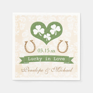 Lucky Horseshoe and Shamrock Wedding Napkin