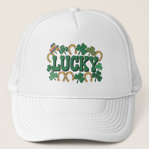 Lucky Horseshoe and shamrocks Trucker Hat