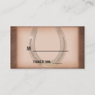 Lucky Horseshoe Brown Leather Wedding Place Cards